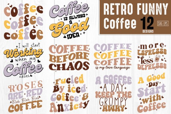 Download Retro Funny Coffee Bundle 12 Designs - Premium Resources
