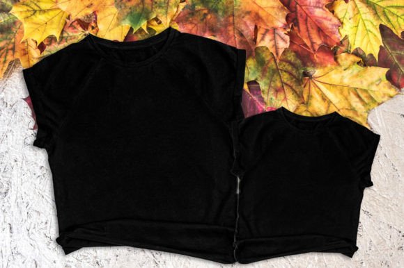Download Mommy and Me Black T Shirt Fall Mockup - Premium Resources