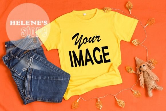 Download Yellow T-shirt Autumn Child Mockup, Jpeg - Premium Resources